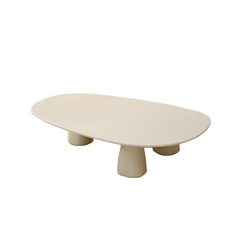 Concrete Oval White - Perfect Small Space Coffee Table for Contemporary Living Room Decor