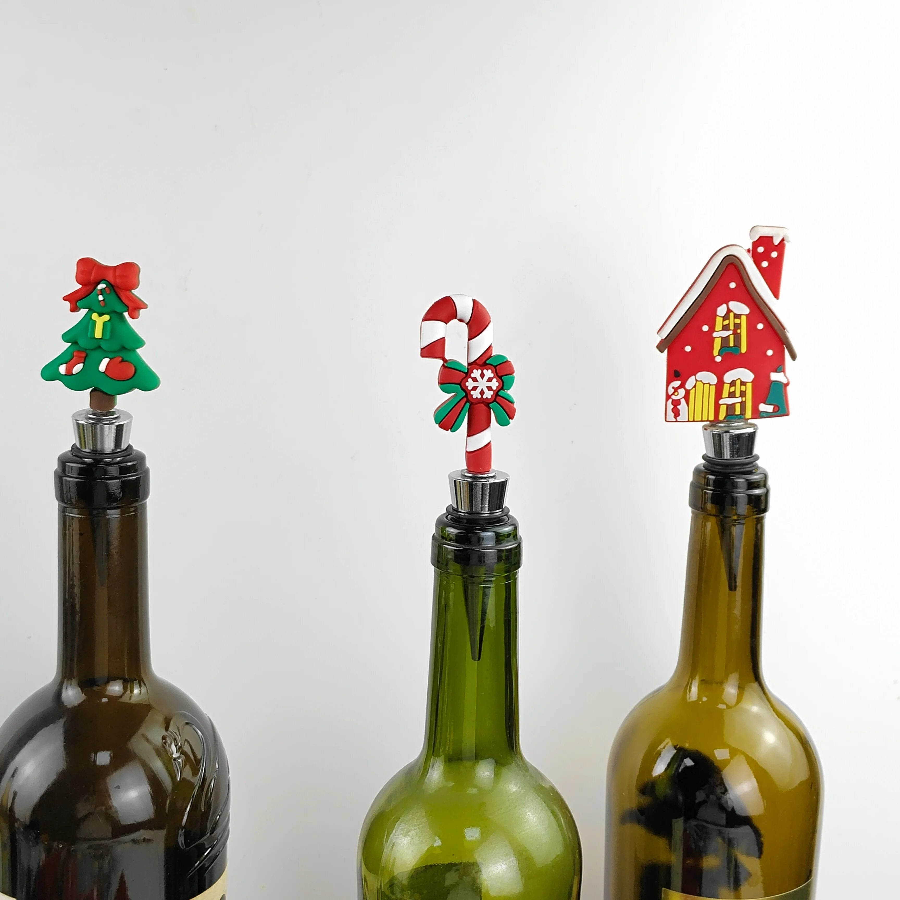 Christmas Little House Wine Stopper With Logo Wine Set Christmas Gift Box Packaging Corporate Party Metal Wine Stopper