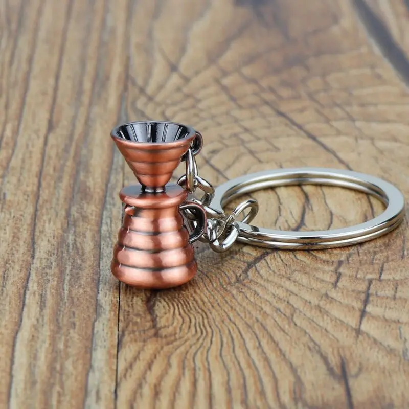 2022 Custom Zinc Alloy Coffee Accessories Key Chain Milk Pitcher Grinder Kettle Coffee Tools Design Keychain
