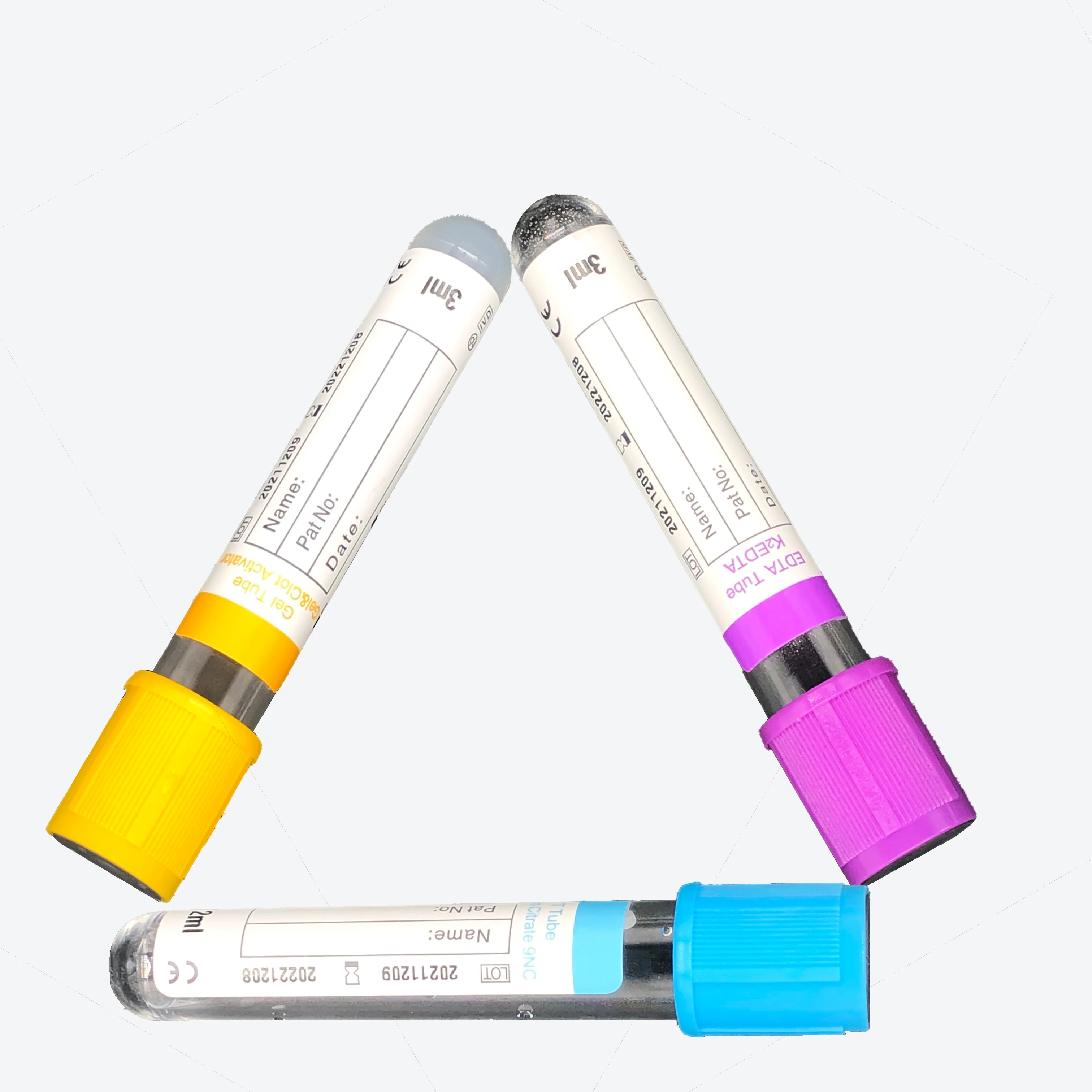 Disposable Glass or PET EDTA/Plain/Gel&clot/Heparin/ESR vacuum or Non-Vacuum blood collection test tube