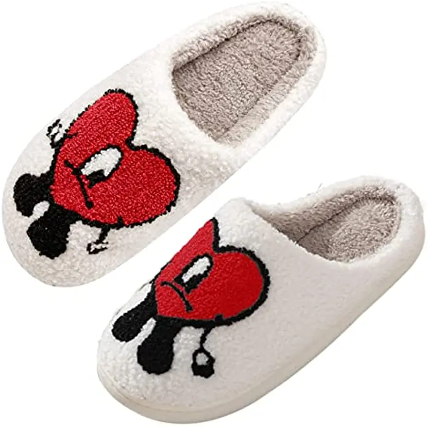 Valentine Slippers for Women and Men Cartoon embroidery Shoes Warm indoor bedroom Winter Love Pattern Heart Slippers