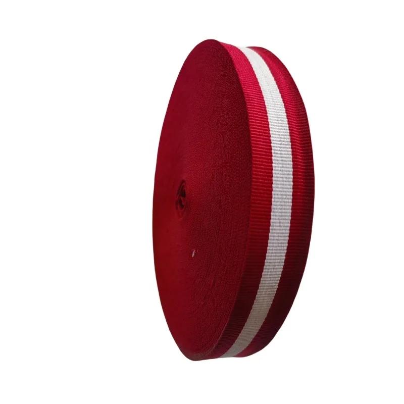 Acme Factory Custom Good Quality Woven Jacquard 100% Polyester Striped Polyester Nylon Webbing Tape Strap Belt