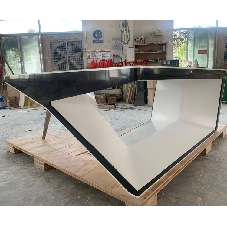 Cheap Acrylic L Shape Office Manager Ceo Writing Desk Home Computer Table Set