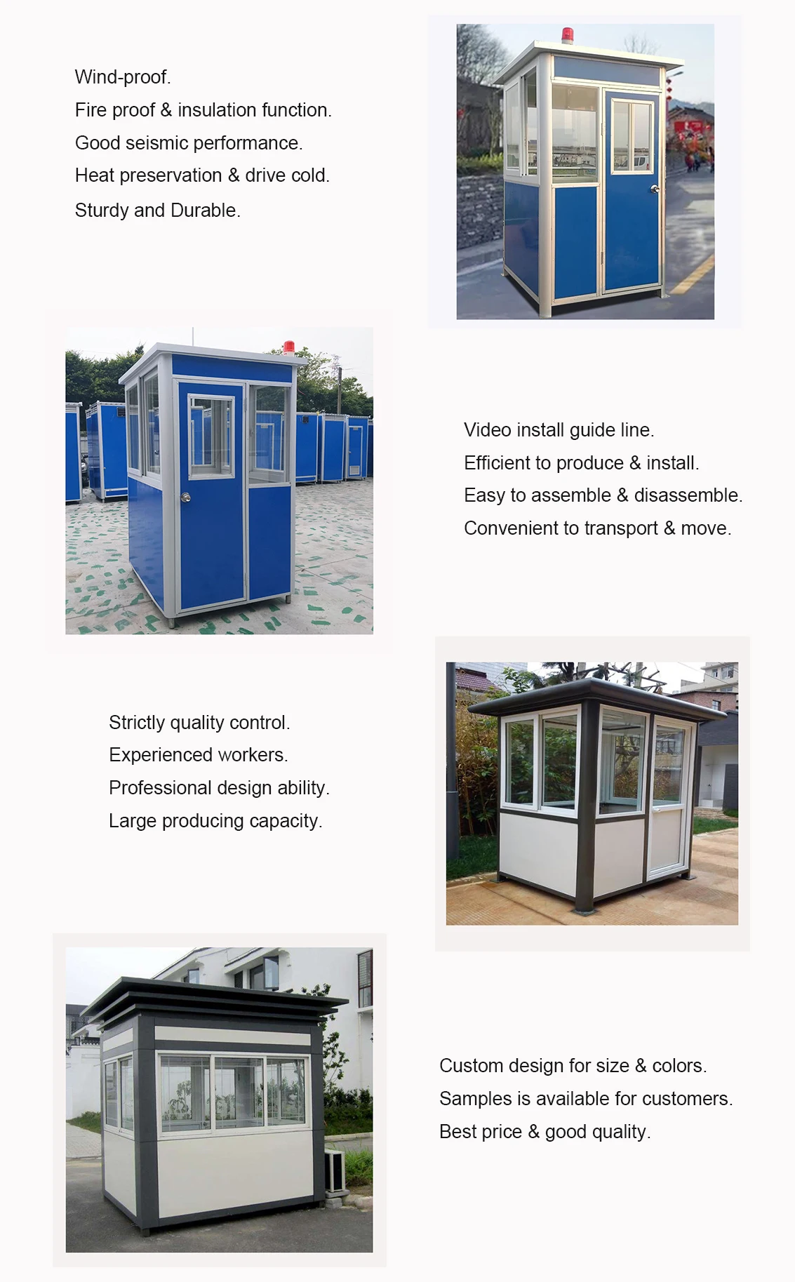 High quality security guard booth house / sentry box/ shop kiosk for sale