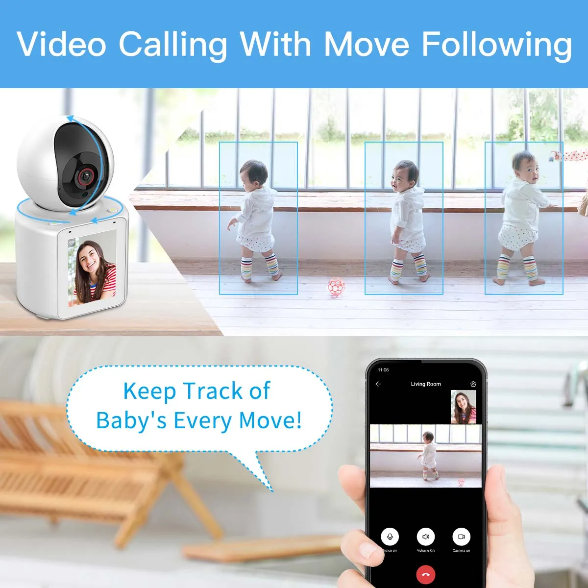 Wistino 1080P 2.8 inch Home WiFi Camera 360 Degree Human Detection Two Way Voice Pet Camera