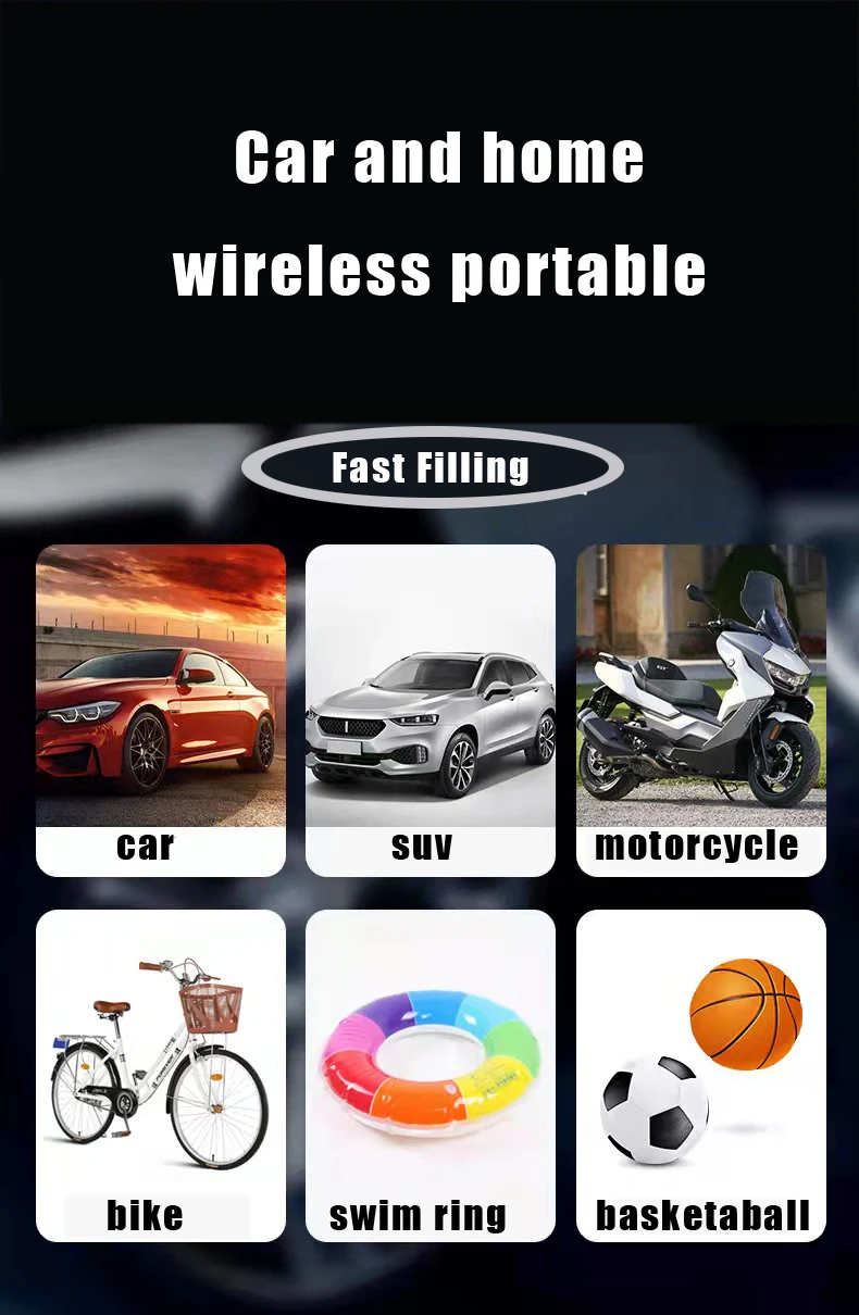 Лидер продаж, перезаряжаемый воздушный насос 12 В 150 фунтов на квадратный дюйм, насос для шин, портативный цифровой автомобильный насос для шин для автомобиля