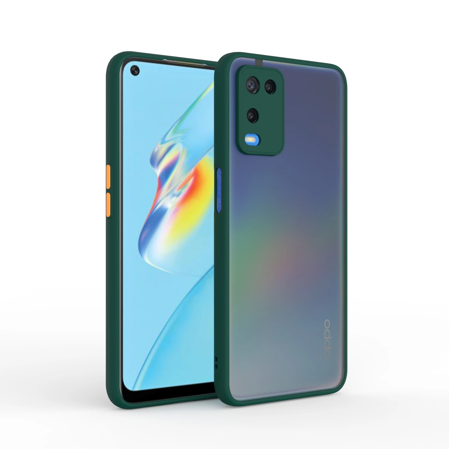 PC+TPU Bumper Frame Matte Smoke Phone Case Camera Lens Protector Cover for OPPO A54 / A74 4G / F19 Mobile Phone Bags & Cases