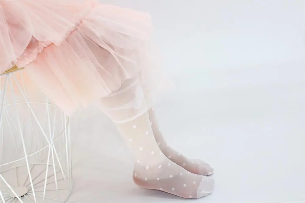 Customized little girl jacquard thin silk stockings children dance pantyhose