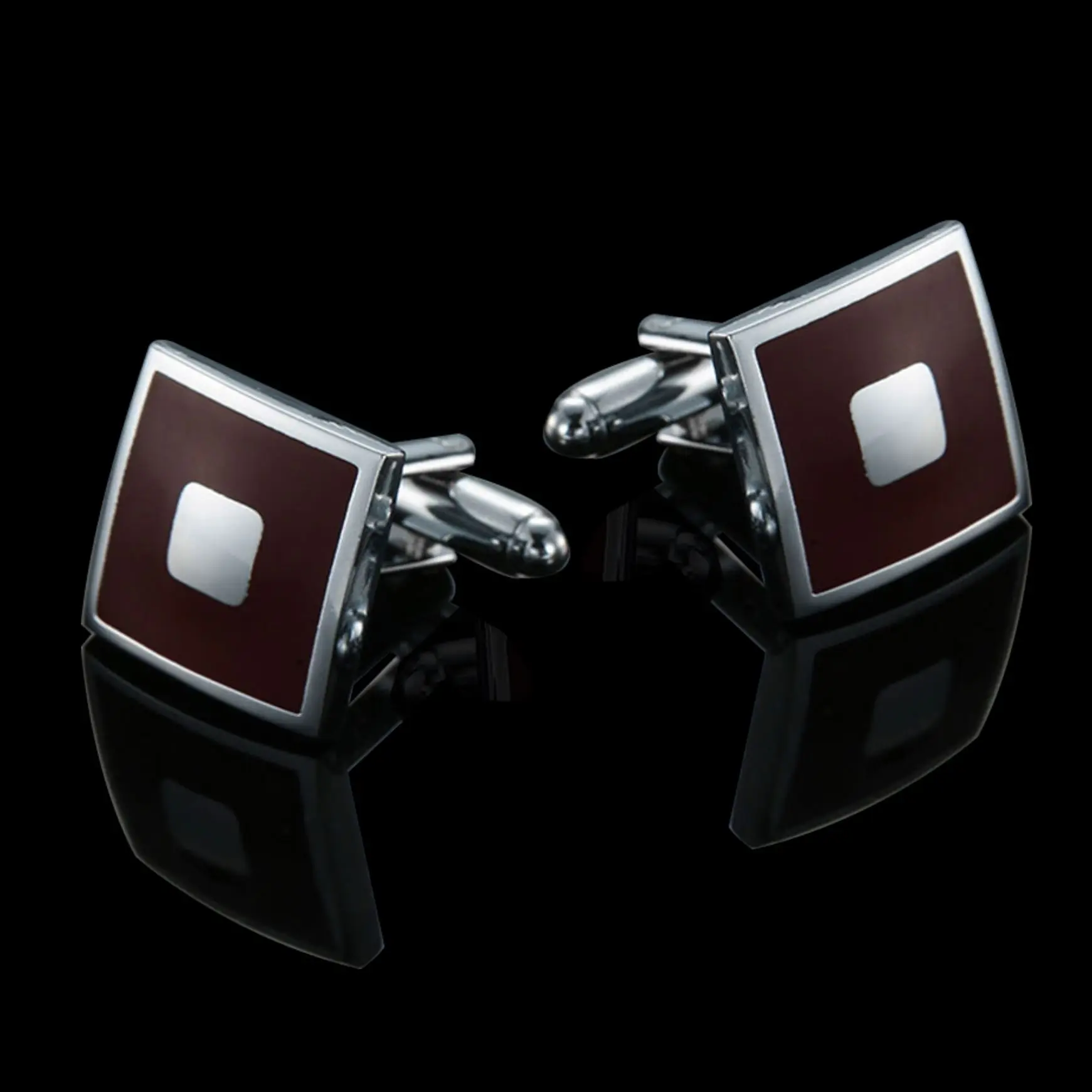 Professional factory production wood cufflinks and clip clip-on tie cufflink box set