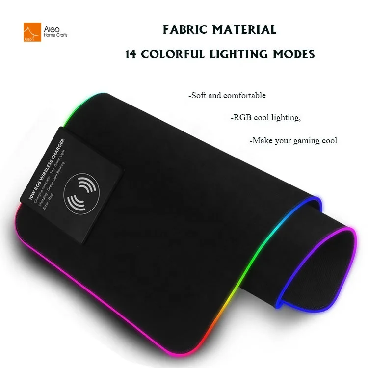  В наличии новейший стиль беспроводной зарядки RGB игровой коврик для мыши Большой светящийся