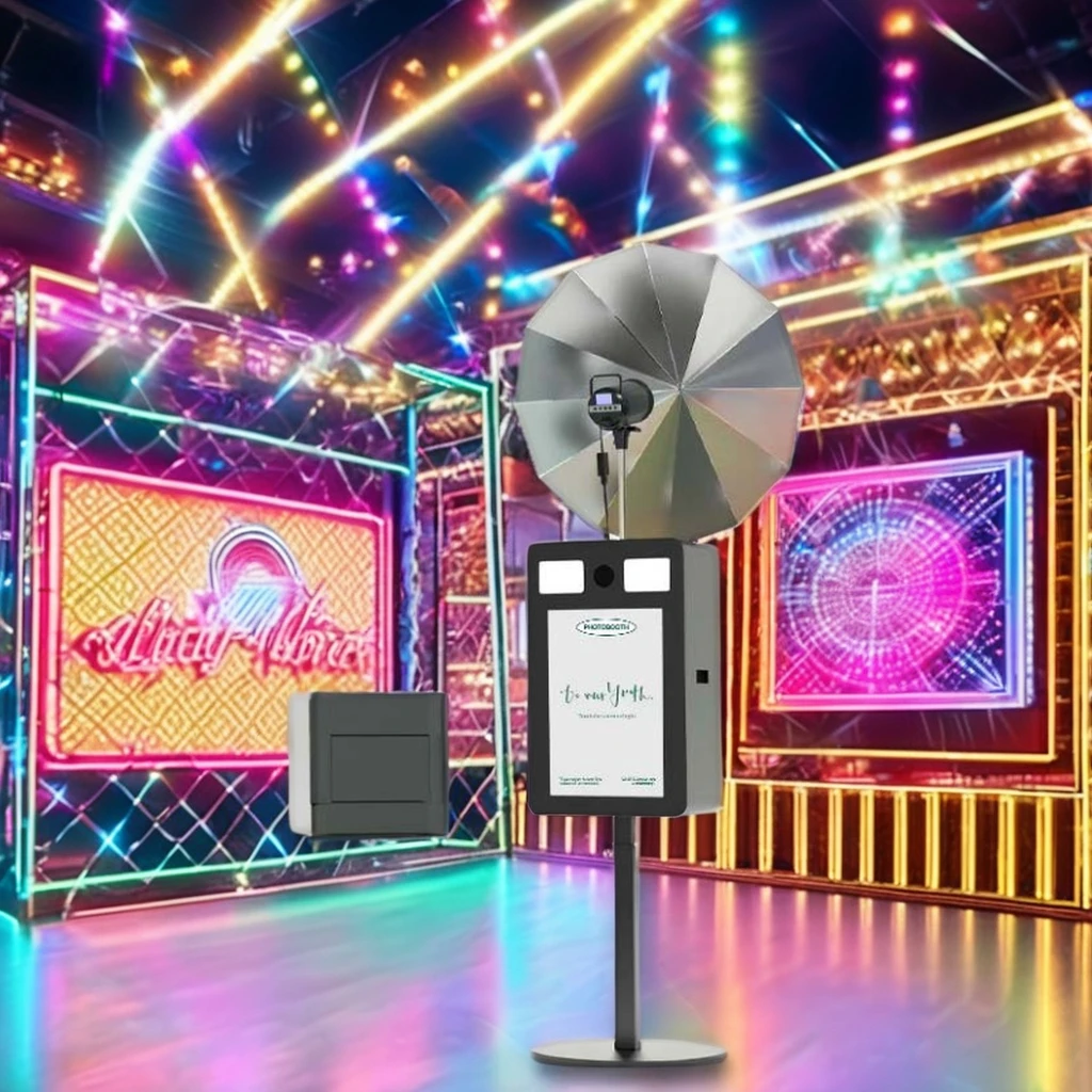 Portable Selfie Magic Mirror Photo Booth Machine with Touch Screen LED Frame and Printer for Parties