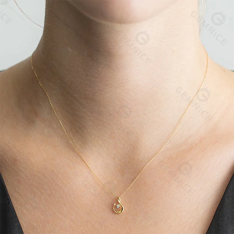 Gemnel 925 sterling silver 18k gold zircon sun and moon necklace for women