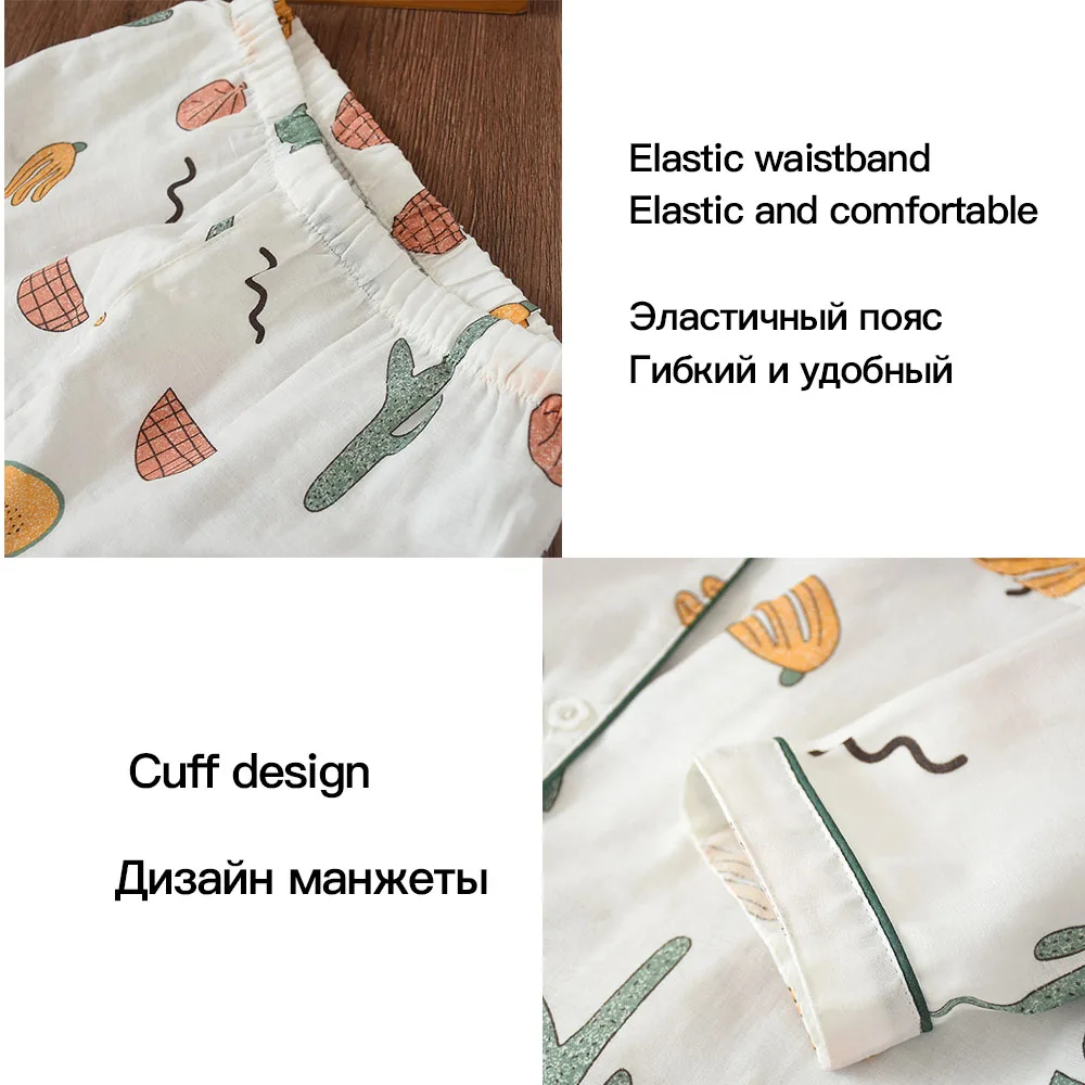 Женская пижама хлопковая одежда для сна новый пижамный комплект женская с длинным рукавом пряжа милая Пижама