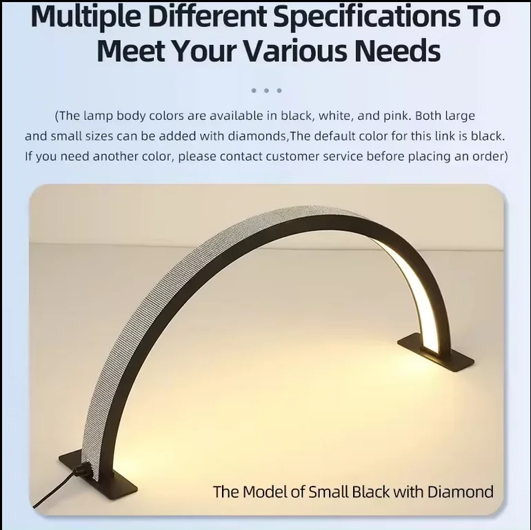 30-Inch Large Desktop Half Moon Light Non-Dazzling Bling Bling Nail Machine Workshop Hand Craft LED Ring Table Moon Light