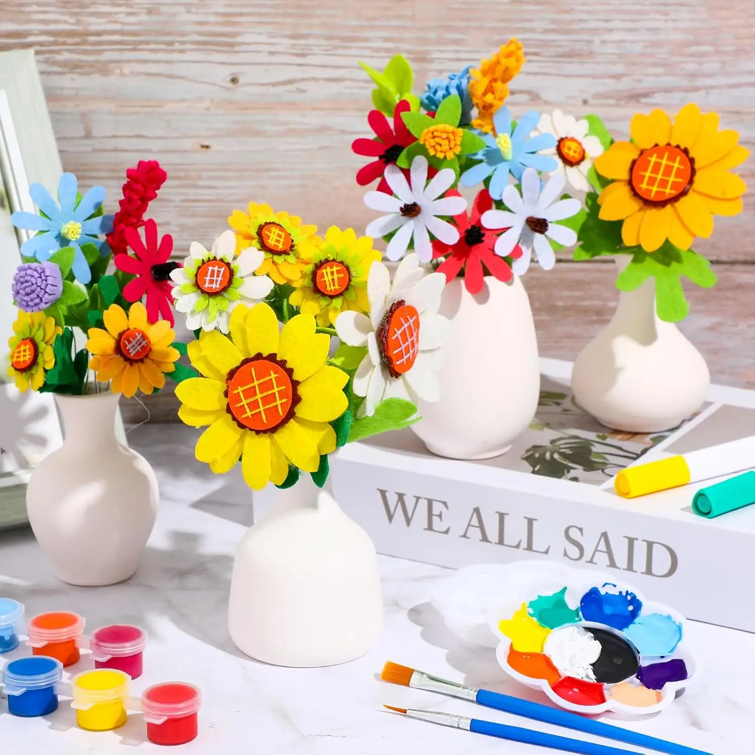 Wholesale Blank Model Diy Vase Hand Painted Ceramic Vase for Kids Home Table Decor