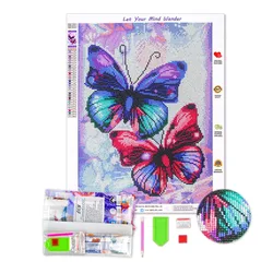 40x30cm DIY Butterfly  for Gift and Indoor Decoration with Full Covered Round Acrylic Diamond on Oil Canvas Diamond Painting