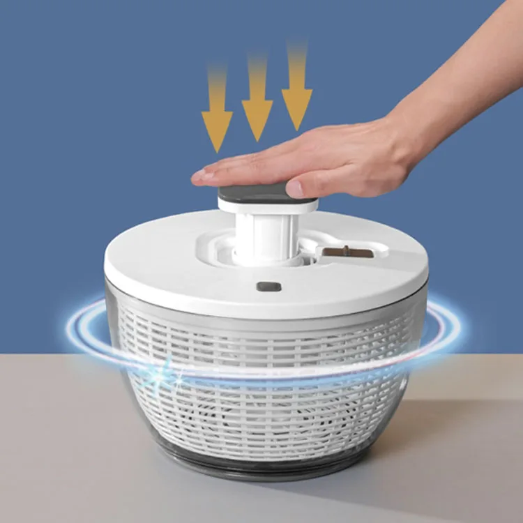 New Kitchen Utensils 6L Large Volume Manual Salad Spinner Plastic Crisper Strainer Vegetable Lettuce Washer And Dryer