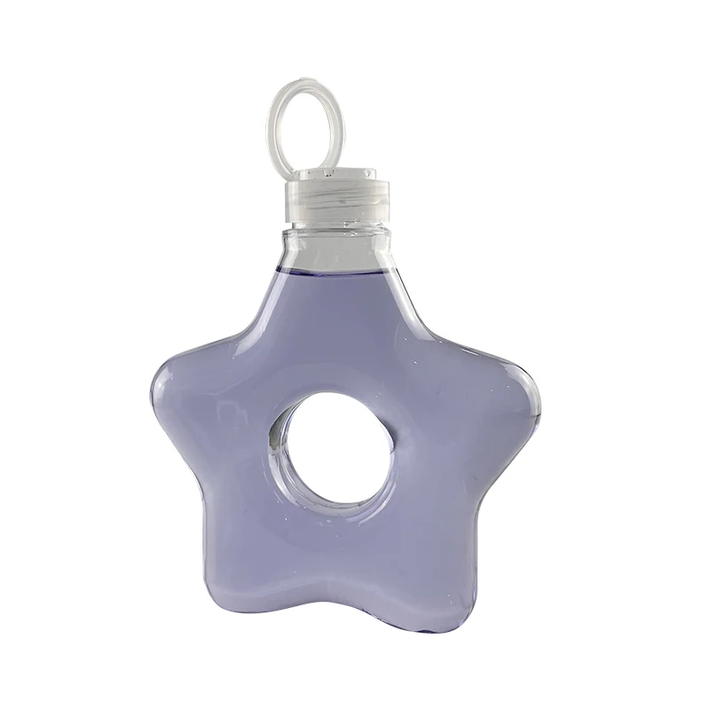 Bottle King Hot sales 500ml New Design Five-pointed Star Shape Plastic Juice Bottle beverage juice bottle with lid