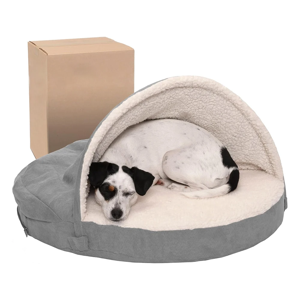 Dog Bed Removable Washable Cover Dog Kennel Winter Warm Semi-Enclosed Winter Cat Bed for Medium Small Pets