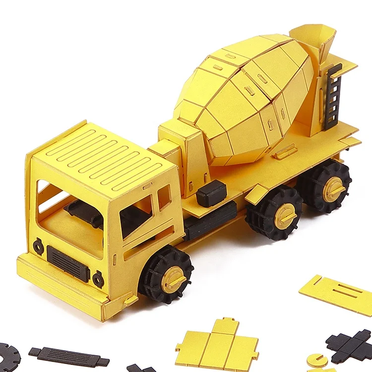Factory price car toy diy design model puzzle Mixer Truck 3d puzzles paper