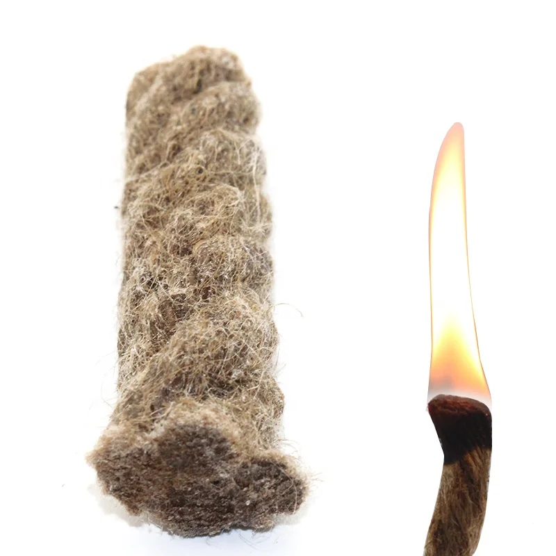 High Speed Steel Striker Survival Flint Fire Starter Blowing Pipe Gift Fire Set with Bushcraft Fire Rope Tinder