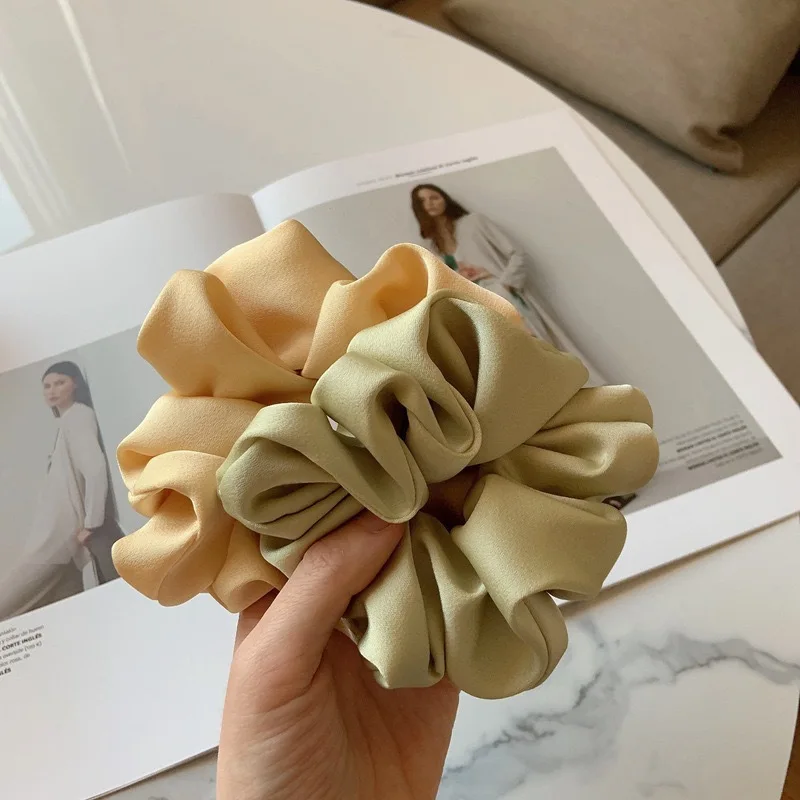 Korean style solid color satin simple hair ring Girls buns scrunchy hair band Fashion curly soft children hair ties accessories