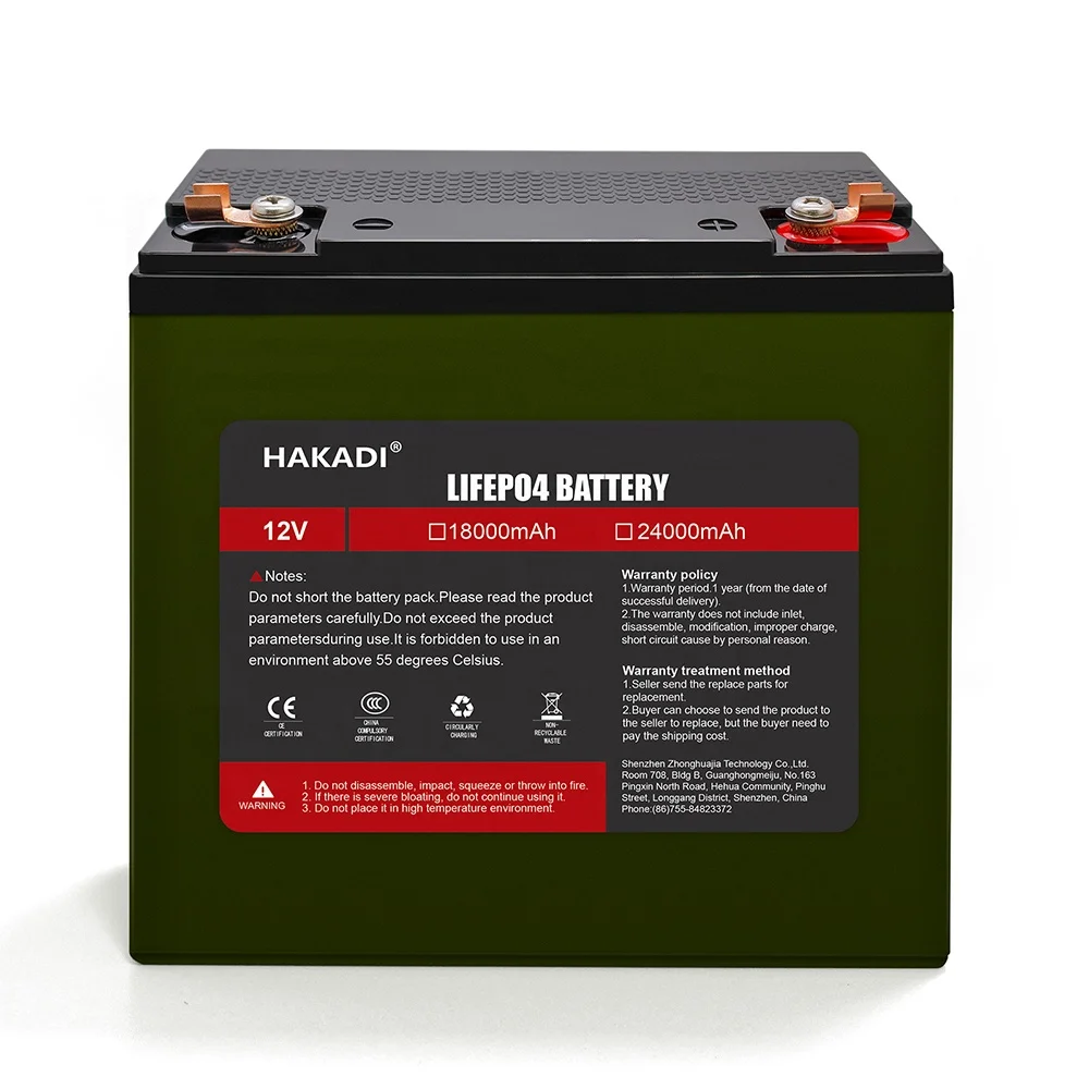 HAKADI 12V 24AH Lifepo4 Rechargeable Energy Storage Battery Pack For Boat Fishing Solar System With 4A Charger RU Stock