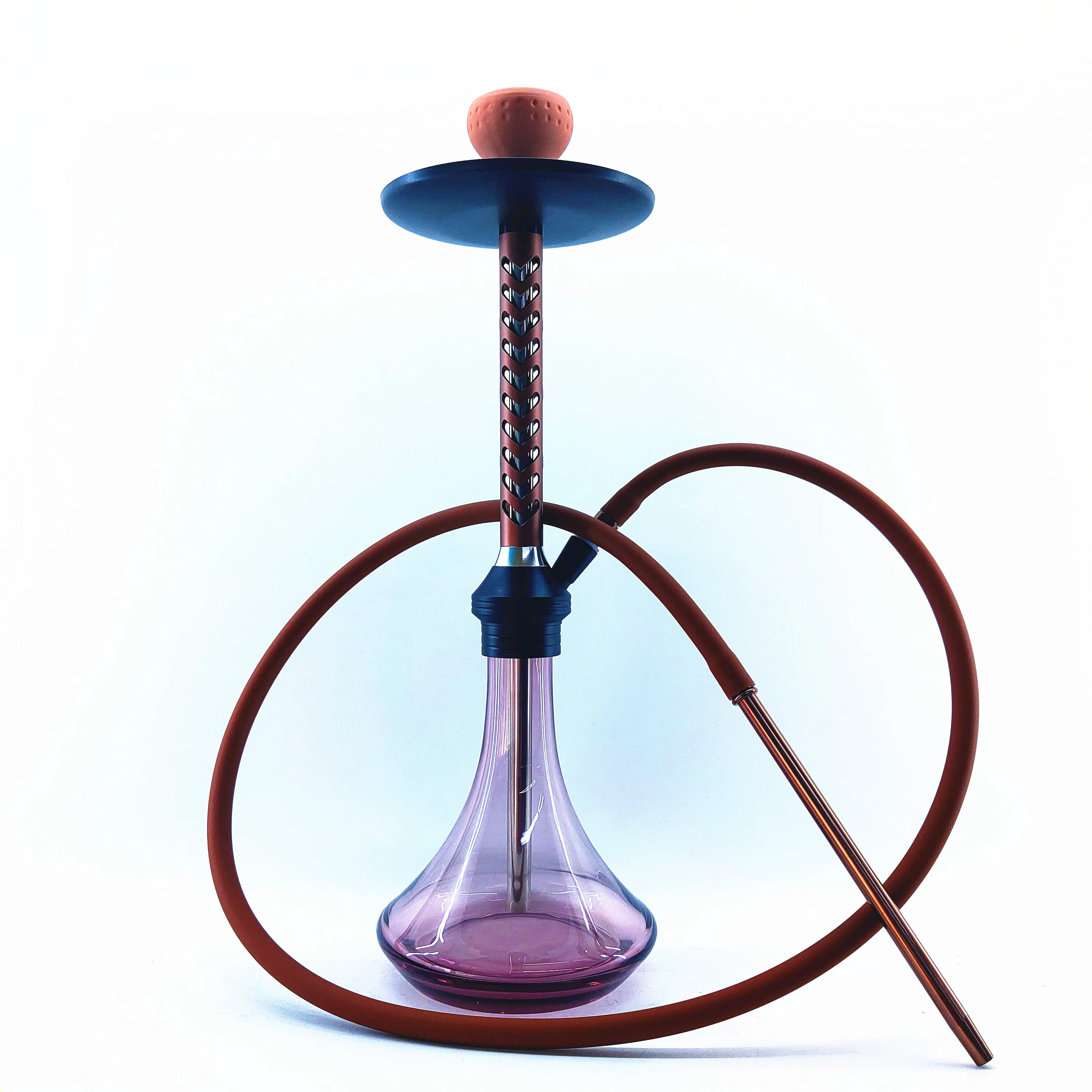 60CM Height Hookah Shisha Set of Click System with Handmade Hookah Purple  Glass