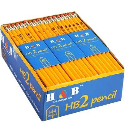 Hot Sale school Yellow Pencil China Stationary Factory Cheap Wholesale Black Wooden Pencil Custom HB Wood Pencil For OEM School