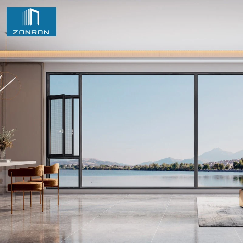 Zonron Customized Horizontal View Floor To Ceiling Window Glass Windows For House Impact Resistant French Style Window
