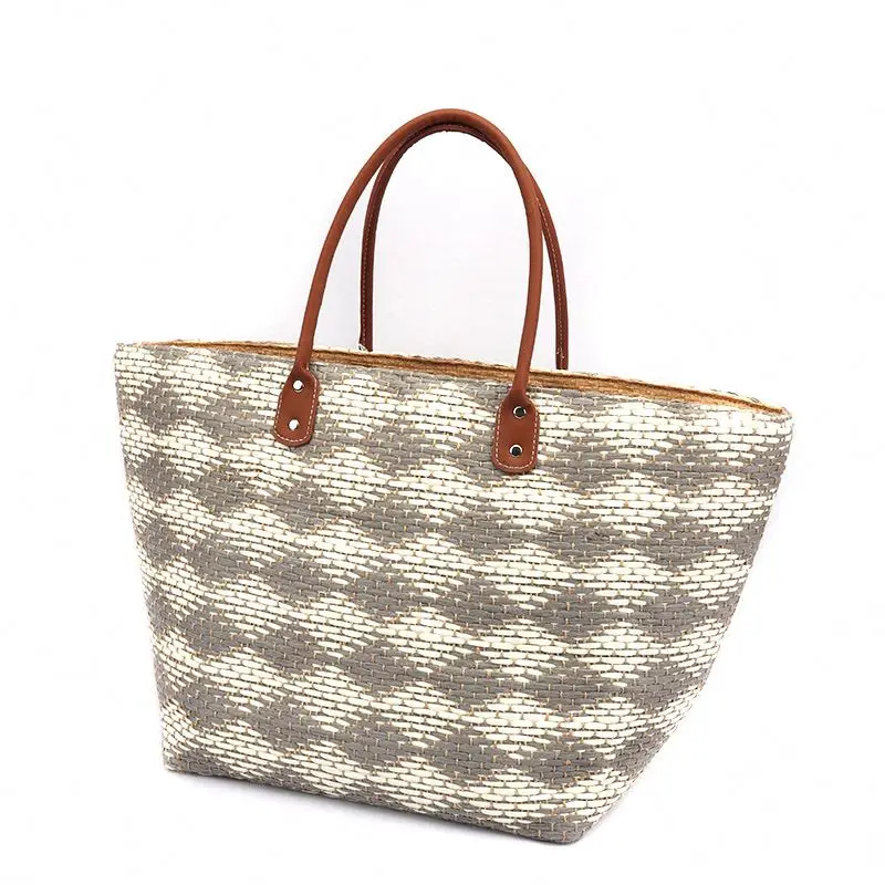 Factory customization women summer natural raffia straw bag rattan woven handbag woven straw bag