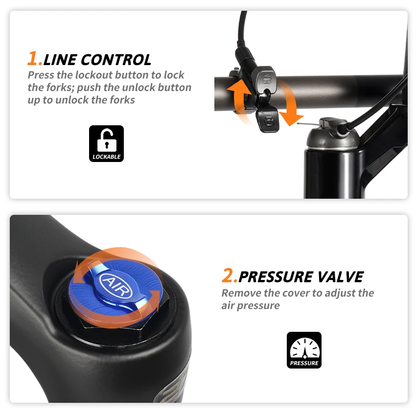 TOSEEK TFK-SA Aluminum Alloy MTB Bike Air Suspension Fork  29er Thru Axle 15*110mm Mountain Bicycle Fork