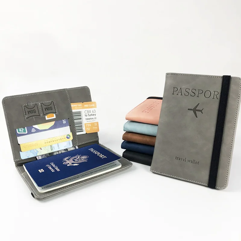 2024 bestselling custom logo pu leather rifd blocking passport holder  cover wallet for travel wholesale