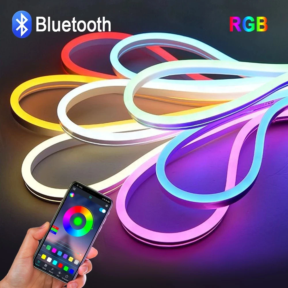 5V WS2812B LED Neon Strip Light 5050 Wifi Bluetooth-compatible Remote Control RGB Dream Color Flex Silicone Tube Lights Dimmable