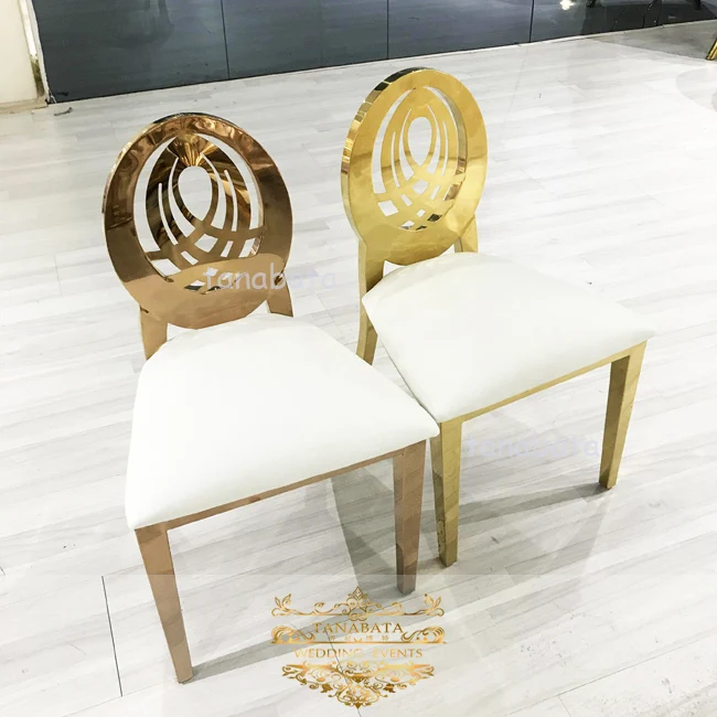 luxury oval back royal gold stainless steel metal kids wedding chair