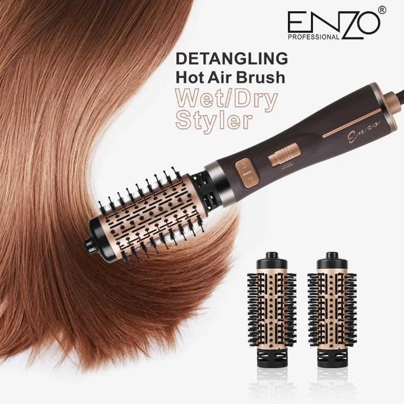 ENZO EN-743 3 In 1 Round Rotating Volumizer Styler Rotating Hair Brush Automatic Rotating Styler Ionic Hair Brush Hot Air Dryer