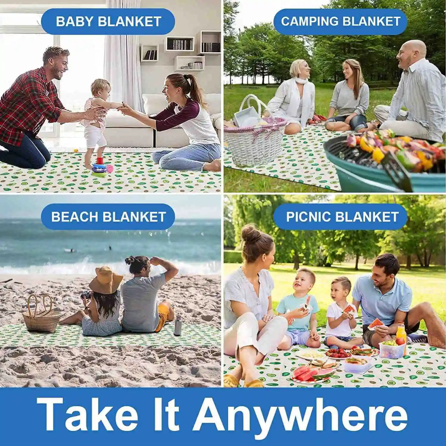Wholesale Outdoor Foldable Camping Beach Mat Waterproof Sand Free Picnic Mat With Easy Handle