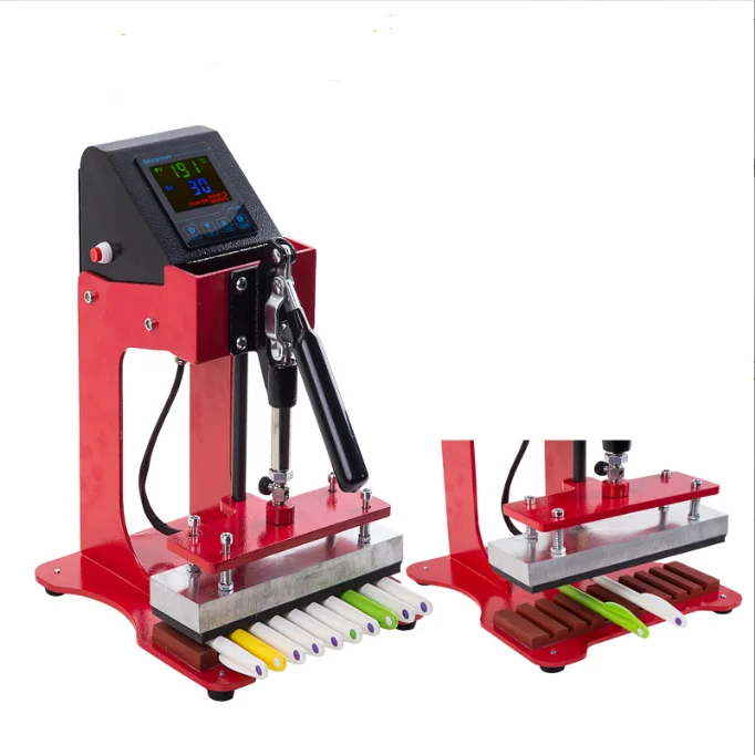 Plastic pen printing logo heat transfer coating biros ten station hot pen machine heat transfer printing advertising