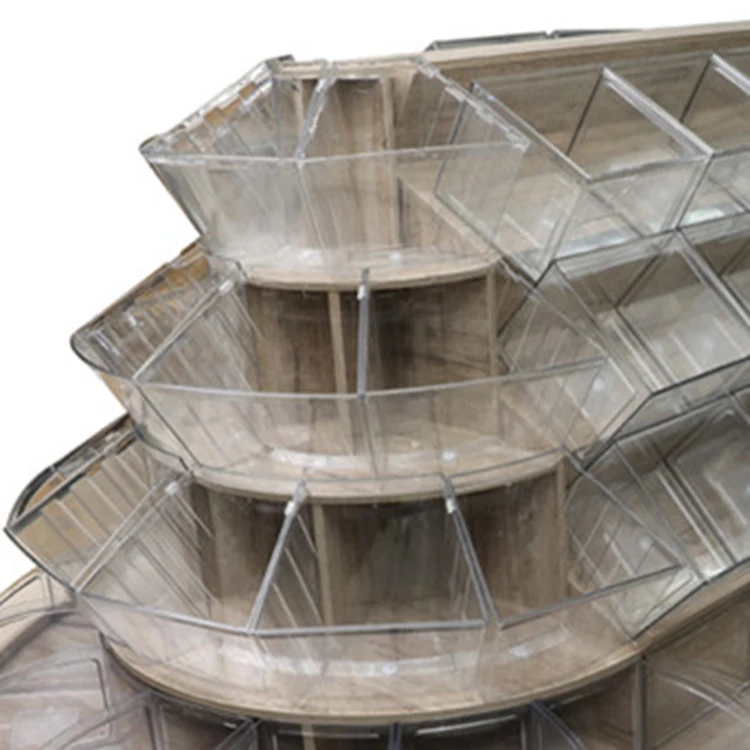 Hot Sale Arc-Shaped Storage Display Racks Supermarket Snacks Display Shelves With Acrylic Box