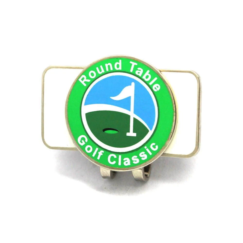 New Style Golf Club Accessories Print Enamel Metal Magnetic Ball Marker Hat Clip