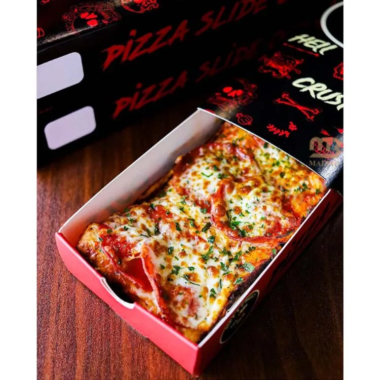 Printed black take out kraft paper food boxes sliding rectangle sweet box custom 25cm korean baking boxes for cakes/pizza/sushi