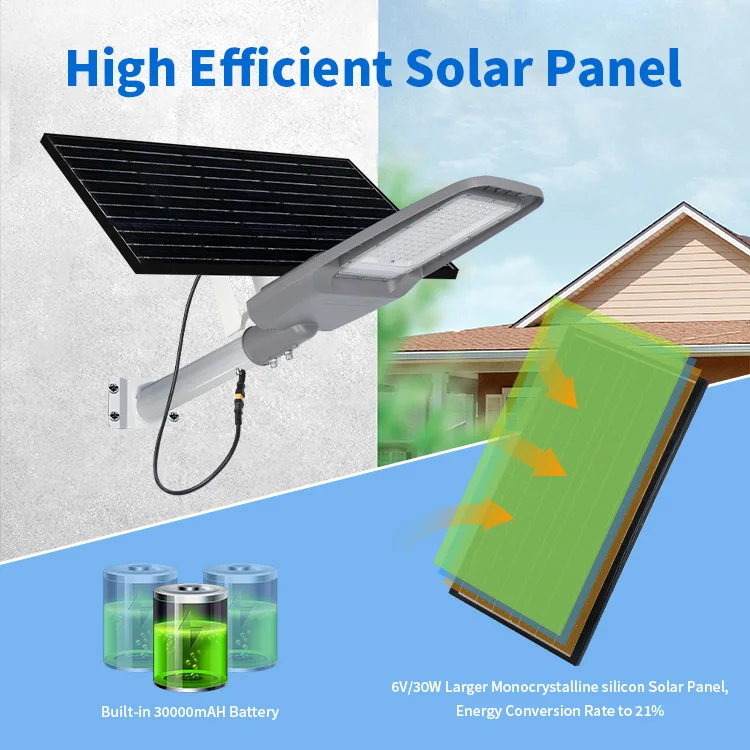 KCD Heavy Duty All In Two Factory Direct High Lumen 5050 SMD Explosion Proof 100w 200w 300w Lithium Battery Solar Street Light