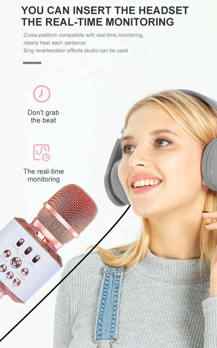 3-in-1 Portable Hand Speaker Wireless Karaoke Microphone for iPhone Android iPad PC