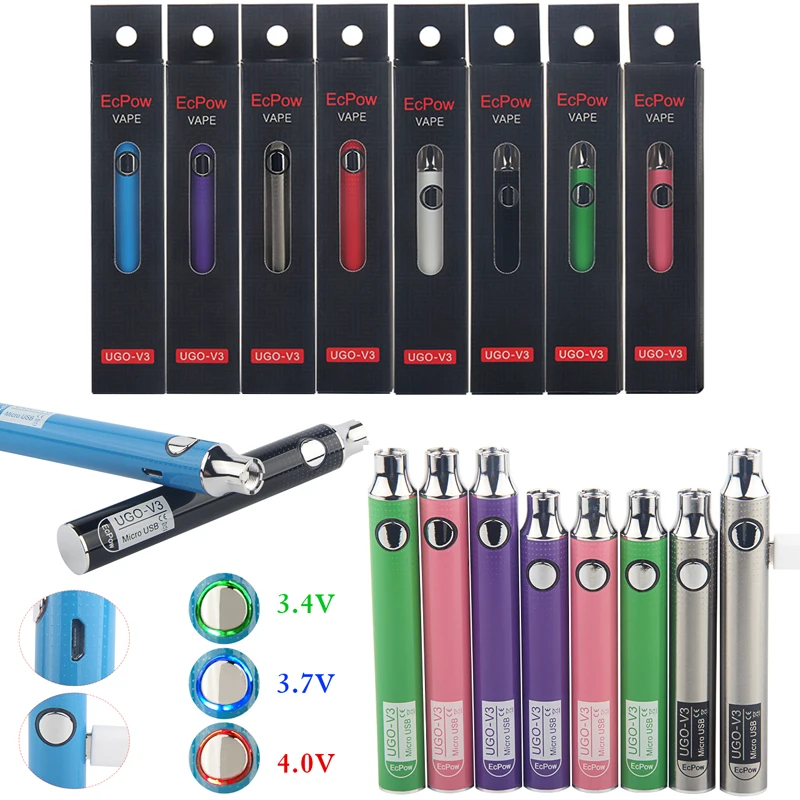 Пользовательский логотип UGO V3 батарея перезаряжаемая вейп-машина нагревательная ручка высококачественные 510 батареи с USB зарядным устройством