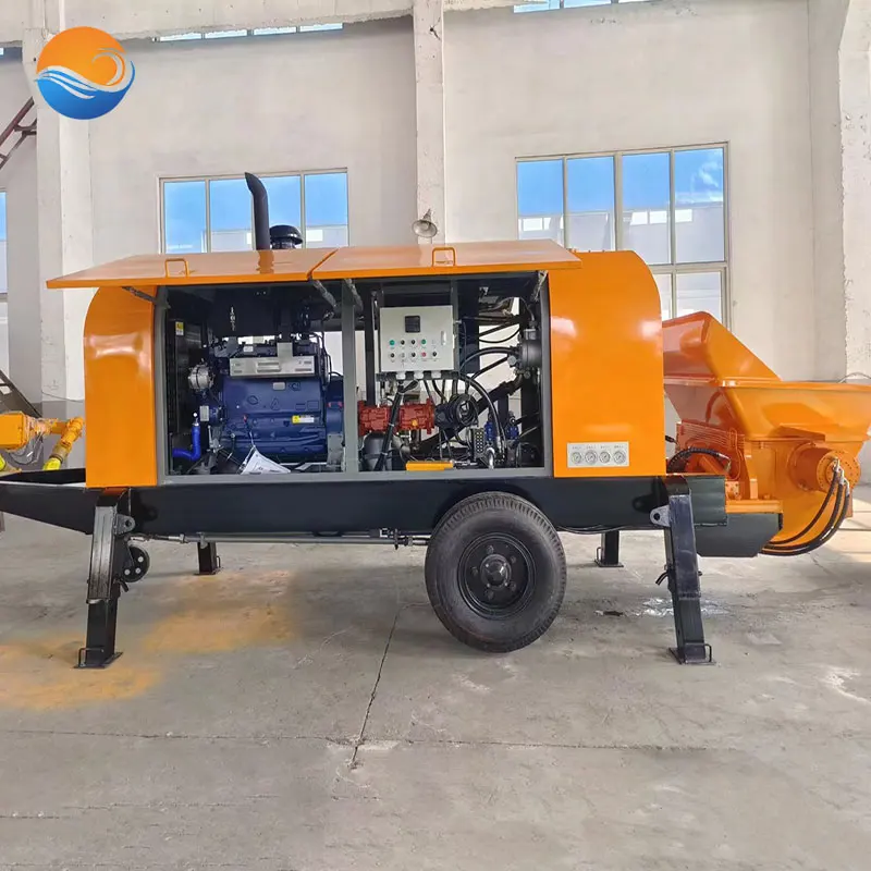 Electric mini concrete trailer pump diesel hydraulic engine mounted cement mortar concrete pump truck