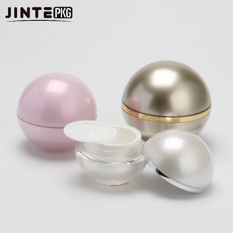 Luxury Ball Shape Jars Pink  Ball Acrylic Cream Jars Cosmetic Acrylic Cream Container 15g 30g 50g Eye Serum Eye Rich Essence