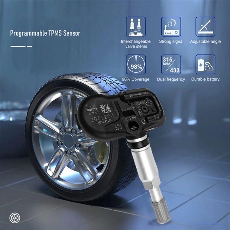 Universal Tpms Valves Sensor For Land Rove VOLVO Car 433mhz+315mhz Programming TPMS Gauge Tire Pressure Monitoring System Sensor