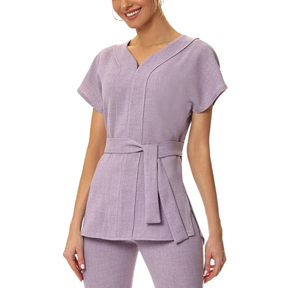 OEM  service Cotton /polyester custom spa uniforms women beauty salon tunice tops uniforms for spa