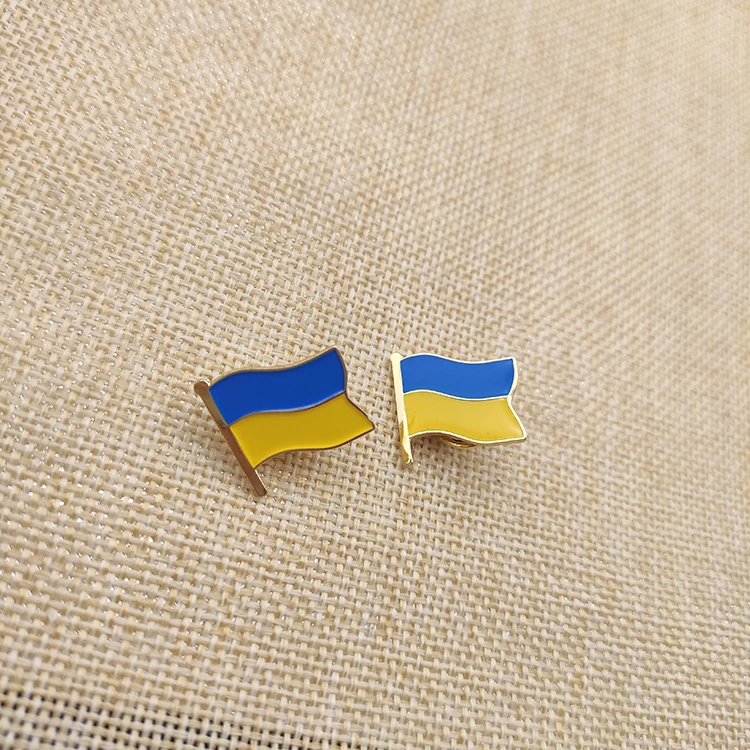 Ukrainian Flag Pin American Ukrainian Double Flag Pin Metal Enamel Badge