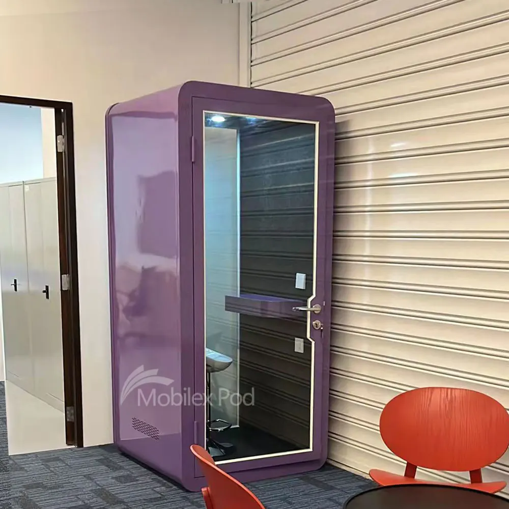 Soundproof phone booth for public privacy meeting